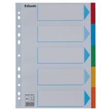 Przekładki kartonowe kolorowe z kartą opisową ESSELTE, A4, 5 kart