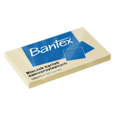 Bloczek samoprzylepny BANTEX, 100x75mm, 1x100 kart., żółty
