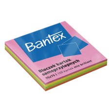 Bloczek samoprzylepny BANTEX, 75x75mm, 1x100 kart., mix