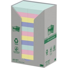 Kartecki ekologiczne samoprzylepne POST-IT 38x51, 24x100szt. pastelowe