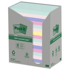 Kartecki ekologiczne samoprzylepne POST-IT 76x127, 16x100szt. pastelowe